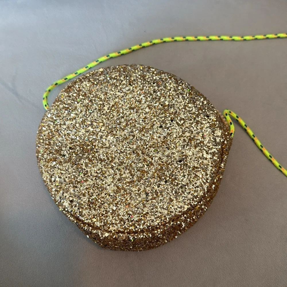 Crewcuts Gold Glitter Emoji Crossbody Bag